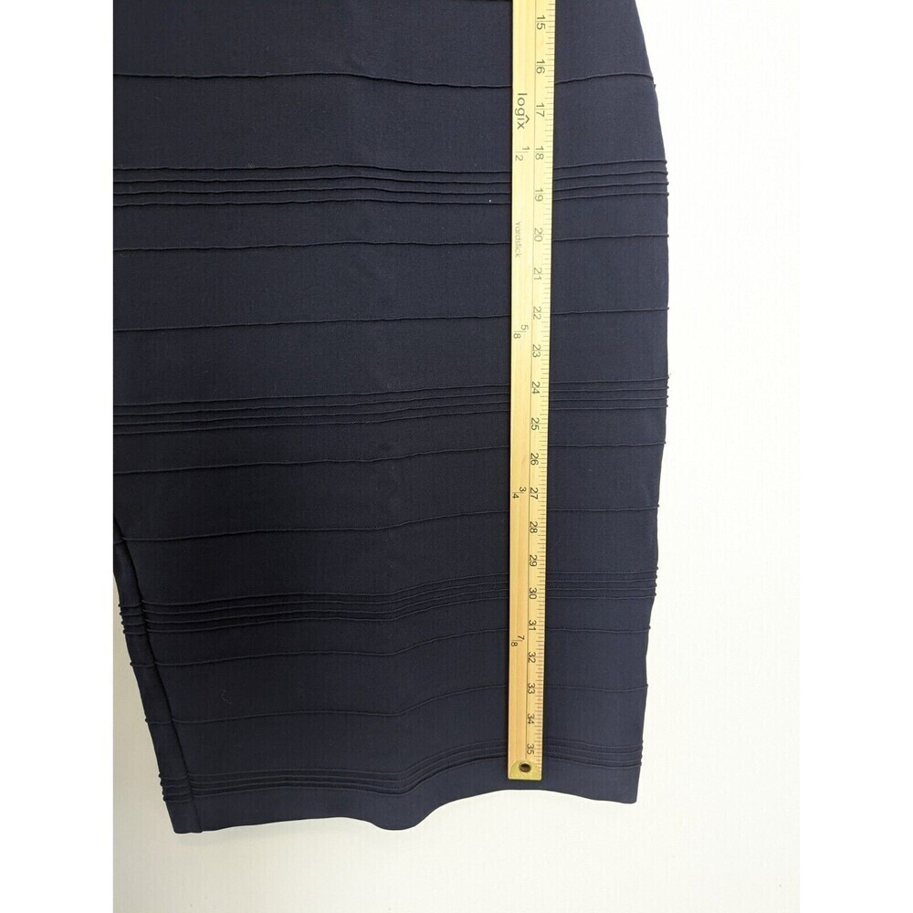 Ted Baker Dress Women Size 1/S Navy Blue Bodycon Pintuck Rose Gold Cocktail Midi - Picture 11 of 11